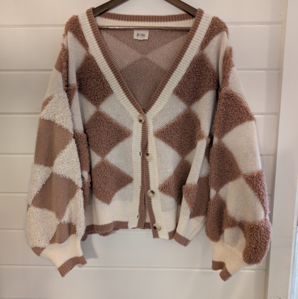 BIBI Argyle cardigan XL Valentine's Day